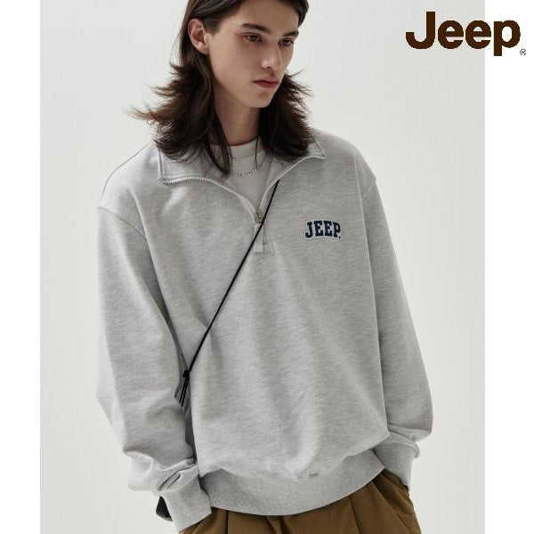 [JEEP] Applique Small Logo Half-Neck Sweatshirt _ M.WHITE (JP5TSU836MW) 韓国ファッション カップルアイテム - コクモト KOCUMOTO