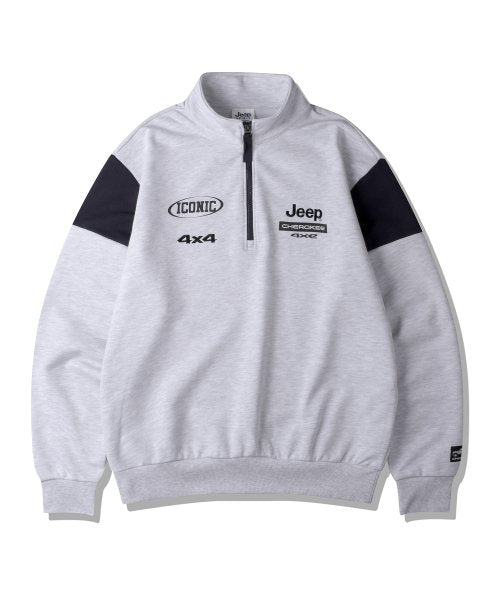 [JEEP] CHEROKEE Racing Color Scheme Half-Neck Sweatshirt _ M.WHITE (JO5TSU837MW) 韓国ファッション カップルアイテム - コクモト KOCUMOTO