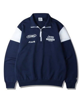 [JEEP] CHEROKEE Racing Color Scheme Half-Neck Sweatshirt _ NAVY (JO5TSU837NA) 韓国ファッション カップルアイテム - コクモト KOCUMOTO