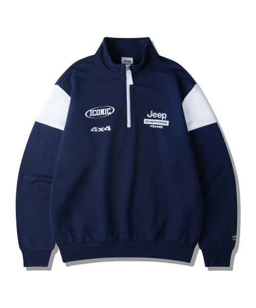 [JEEP] CHEROKEE Racing Color Scheme Half-Neck Sweatshirt _ NAVY (JO5TSU837NA) 韓国ファッション カップルアイテム - コクモト KOCUMOTO