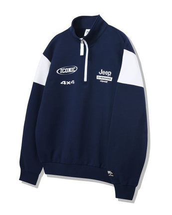 [JEEP] CHEROKEE Racing Color Scheme Half-Neck Sweatshirt _ NAVY (JO5TSU837NA) 韓国ファッション カップルアイテム - コクモト KOCUMOTO