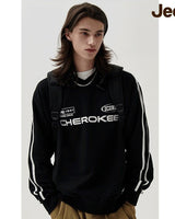 [JEEP] CHEROKEE Racing V-neck Sweatshirt _ BLACK (JO5TSU827BK) 韓国ファッション カップルアイテム - コクモト KOCUMOTO