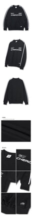 [JEEP] CHEROKEE Racing V-neck Sweatshirt _ BLACK (JO5TSU827BK) 韓国ファッション カップルアイテム - コクモト KOCUMOTO