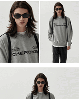 [JEEP] CHEROKEE Racing V-neck Sweatshirt _ M.GRAY (JO5TSU827MG) 韓国ファッション カップルアイテム - コクモト KOCUMOTO
