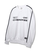 [JEEP] CHEROKEE Racing V-neck Sweatshirt _ WHITE (JO5TSU827WH) 韓国ファッション カップルアイテム - コクモト KOCUMOTO