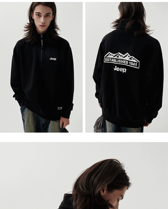 [JEEP] Half Zip-Up M-Logo Sweat _ BLACK (JP5TSU839BK) 韓国ファッション カップルアイテム - コクモト KOCUMOTO