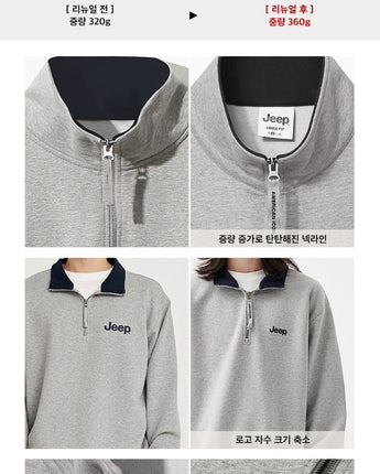 [JEEP] Half Zip-Up M-Logo Sweat _ BLACK (JP5TSU839BK) 韓国ファッション カップルアイテム - コクモト KOCUMOTO