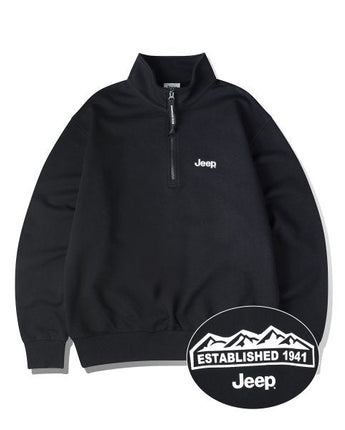 [JEEP] Half Zip-Up M-Logo Sweat _ BLACK (JP5TSU839BK) 韓国ファッション カップルアイテム - コクモト KOCUMOTO