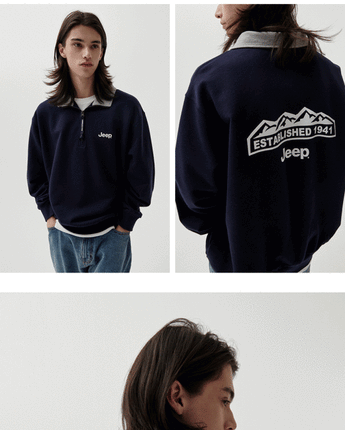 [JEEP] Half Zip-Up M-Logo Sweat _ D.NAVY (JP5TSU839DA) 韓国ファッション カップルアイテム - コクモト KOCUMOTO