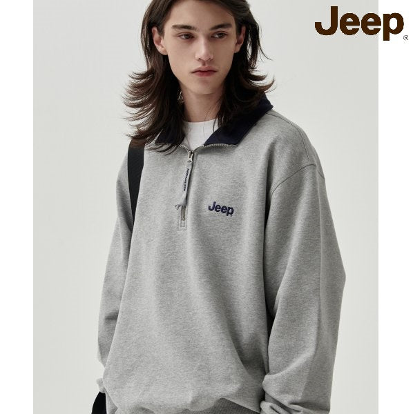 [JEEP] Half Zip-Up M-Logo Sweat _ L.GRAY (JP5TSU839LR) 韓国ファッション カップルアイテム - コクモト KOCUMOTO