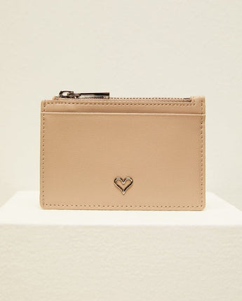 [JILLSTUART] [22FW][Amo] Heart-zipper pocket leather card wallet _ BEIGE - コクモト KOCUMOTO