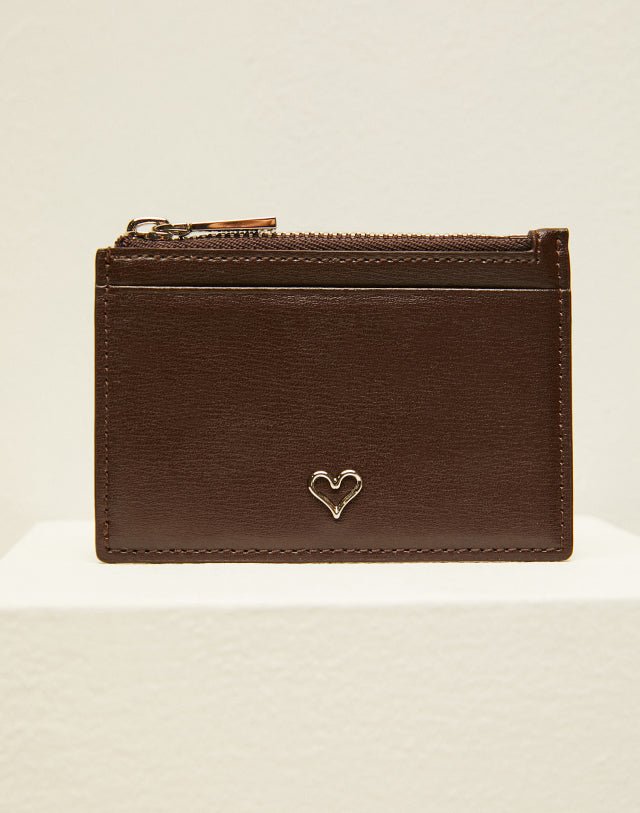[JILLSTUART] [22FW][Amo] Heart-zipper pocket leather card wallet _ BROWN - コクモト KOCUMOTO