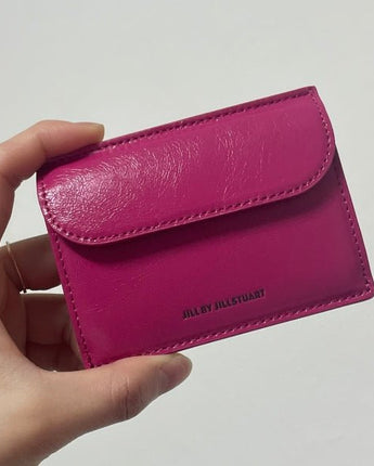 [JILLSTUART] [23FW] [Egg] Logo pocket cracked leather card wallet _ CHERRY - コクモト KOCUMOTO