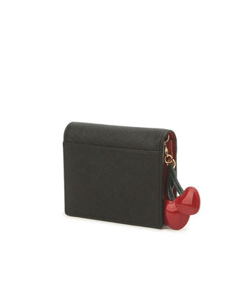 [JILLSTUART] [23FW]Cherry Charms Logo Contrast Black Leather Bifold Wallet _ BLACK - コクモト KOCUMOTO