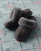 [JILLSTUART][23FW] Natural fleece mule ugg slippers _ GRAY (22.5~25.5) 冬のブーツ 防寒用品 - コクモト KOCUMOTO