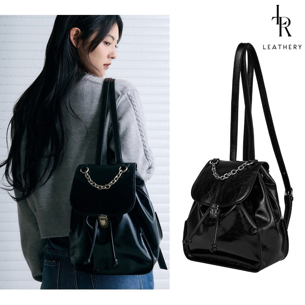 [LEATHERY] Other Classic Chain Backpack [BLACK] 新商品 デイリー 女性バッグ - コクモト KOCUMOTO
