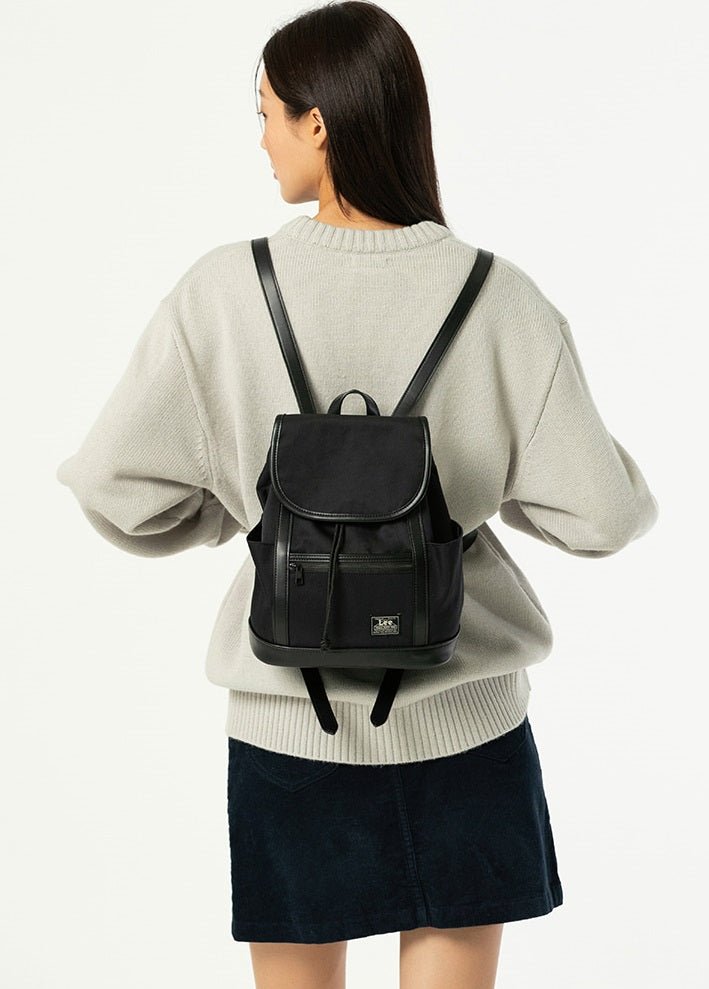 [LEE] Leather Colored Nylon Mini Backpack _ Black 新商品 新学期 女性バッグ - コクモト KOCUMOTO