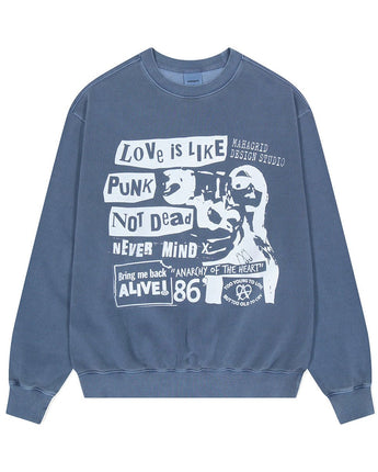 [MAHAGRID] 23F/W LOVE PUNK PIGMENT SWEATSHIRT NAVY - コクモト KOCUMOTO