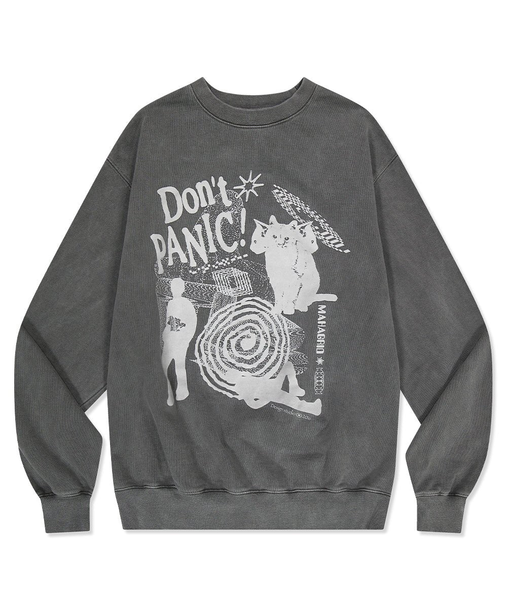 [MAHAGRID] [人気] DON’T PANIC PIGMENT SWEATSHIRT CHARCOAL - コクモト KOCUMOTO