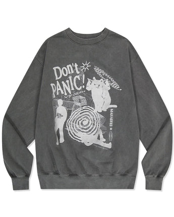 [MAHAGRID] [人気] DON’T PANIC PIGMENT SWEATSHIRT CHARCOAL - コクモト KOCUMOTO