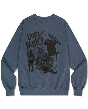 [MAHAGRID] [人気] DON’T PANIC PIGMENT SWEATSHIRT NAVY - コクモト KOCUMOTO