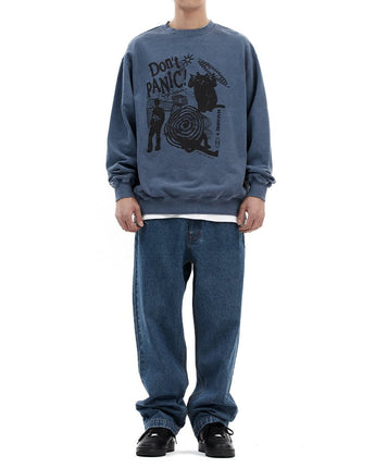 [MAHAGRID] [人気] DON’T PANIC PIGMENT SWEATSHIRT NAVY - コクモト KOCUMOTO