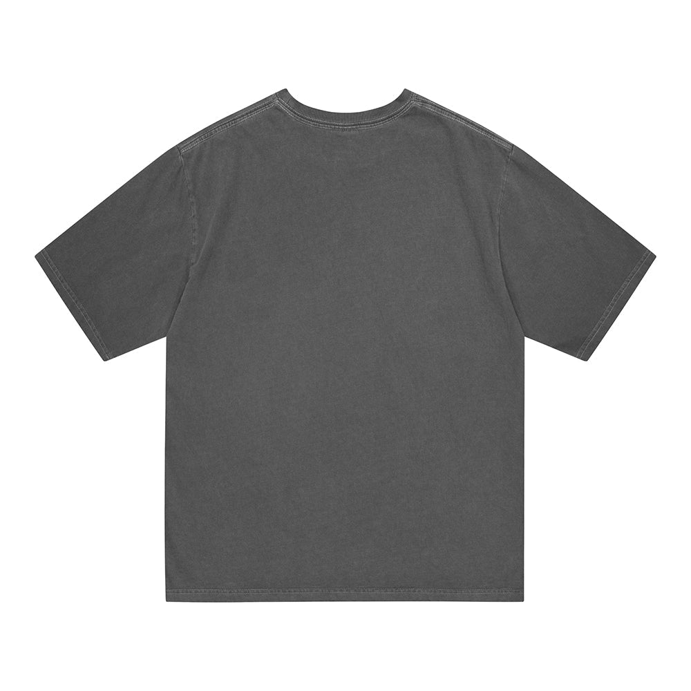 [MAHAGRID] DON’T PANIC PIGMENT TEE CHARCOAL - コクモト KOCUMOTO