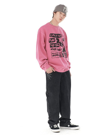 [MAHAGRID] [SEVENTEEN MINGYU着用] 23F/W LOVE PUNK PIGMENT SWEATSHIRT PINK - コクモト KOCUMOTO