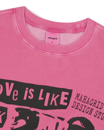 [MAHAGRID] [SEVENTEEN MINGYU着用] 23F/W LOVE PUNK PIGMENT SWEATSHIRT PINK - コクモト KOCUMOTO