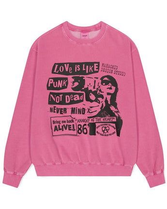 [MAHAGRID] [SEVENTEEN MINGYU着用] 23F/W LOVE PUNK PIGMENT SWEATSHIRT PINK - コクモト KOCUMOTO