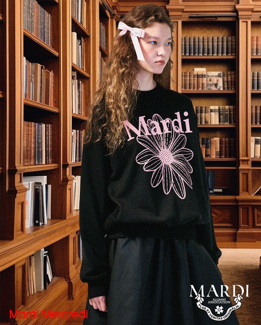 [MARDI MERCREDI] 2023 F/W SWEATSHIRT FLOWERMARDI_BLACK PINK - コクモト KOCUMOTO