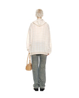 [MATIN KIM] 23 F/W CHECK KNIT HOODIE ZIP UP IN IVORY - コクモト KOCUMOTO