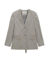 [MATIN KIM] 23 F/W COTTON BLENDED COLLARLESS STRAP BLAZER IN BEIGE - コクモト KOCUMOTO