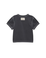 [MATIN KIM] 23 F/W DOUBLE LINE LOGO STITCH CROP TOP IN CHARCOAL - コクモト KOCUMOTO