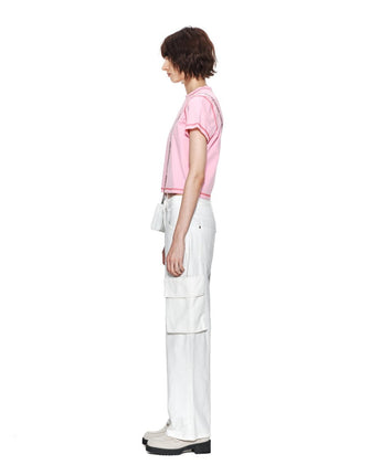 [MATIN KIM] 23 F/W DOUBLE LINE LOGO STITCH CROP TOP IN PINK - コクモト KOCUMOTO