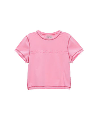 [MATIN KIM] 23 F/W DOUBLE LINE LOGO STITCH CROP TOP IN PINK - コクモト KOCUMOTO