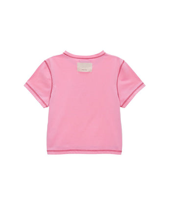 [MATIN KIM] 23 F/W DOUBLE LINE LOGO STITCH CROP TOP IN PINK - コクモト KOCUMOTO