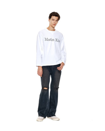 [MATIN KIM] 23 F/W MATIN TYPO LONG SLEEVE TOP IN WHITE - コクモト KOCUMOTO