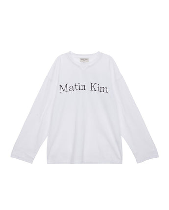 [MATIN KIM] 23 F/W MATIN TYPO LONG SLEEVE TOP IN WHITE - コクモト KOCUMOTO