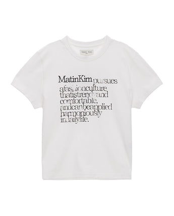 [MATIN KIM] 23 F/W THIN TYPO STANDARD TOP IN WHITE - コクモト KOCUMOTO