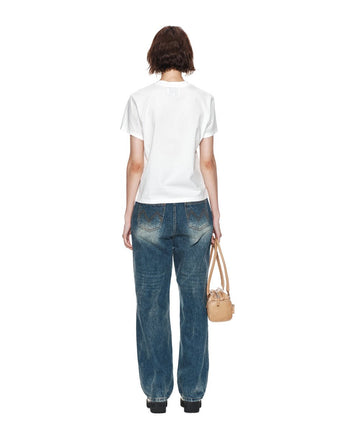 [MATIN KIM] 23 F/W THIN TYPO STANDARD TOP IN WHITE - コクモト KOCUMOTO