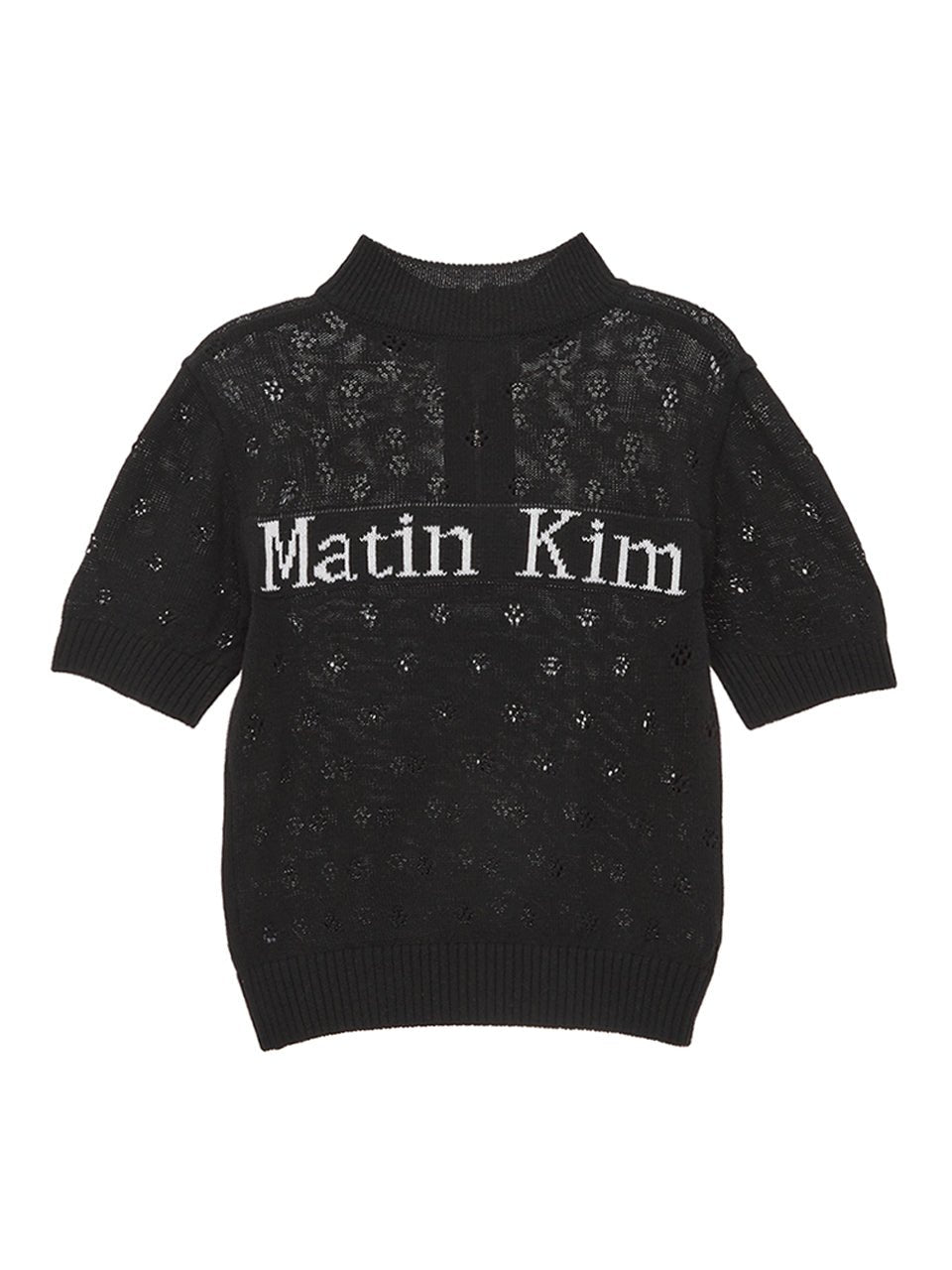 [MATIN KIM] [韓国人気] CROCHET HALF ZIP UP KNIT TOP IN BLACK - コクモト KOCUMOTO