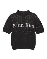 [MATIN KIM] [韓国人気] CROCHET HALF ZIP UP KNIT TOP IN BLACK - コクモト KOCUMOTO