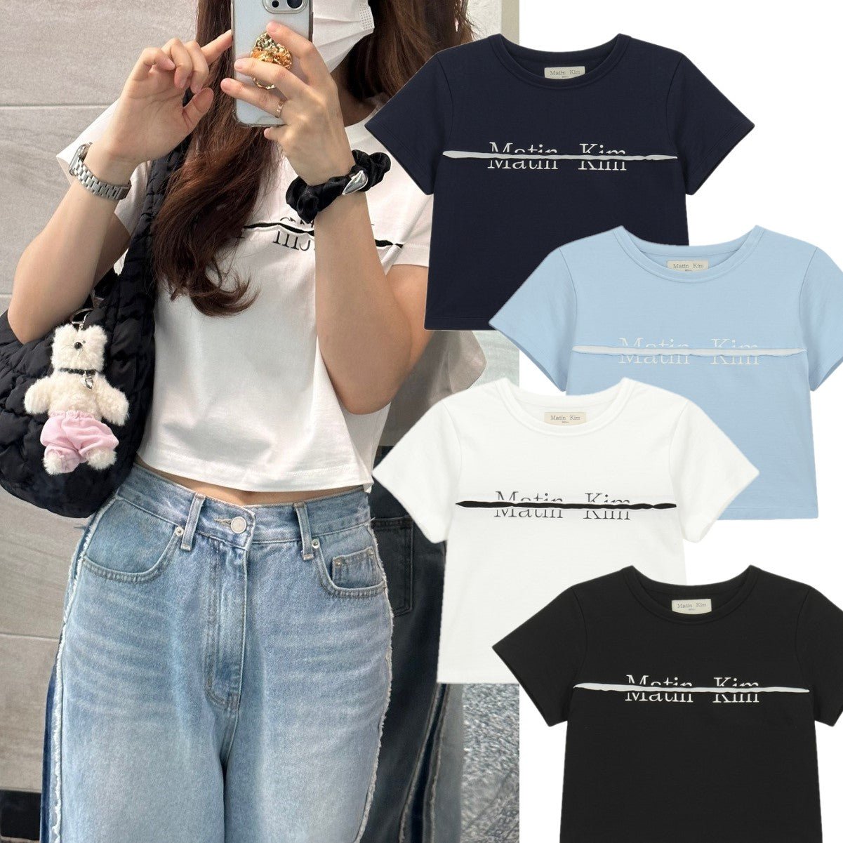 [MATIN KIM] [韓国人気] CUTTED LOGO CROP TOP IN 4色 - コクモト KOCUMOTO