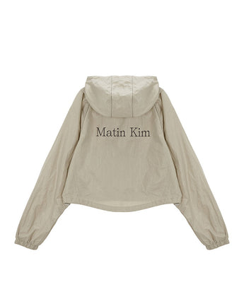 [MATIN KIM] MATIN CROP HOODY COATING JUMPER IN BEIGE - コクモト KOCUMOTO