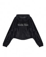 [MATIN KIM] MATIN CROP HOODY COATING JUMPER IN BLACK - コクモト KOCUMOTO