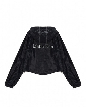 [MATIN KIM] MATIN CROP HOODY COATING JUMPER IN BLACK - コクモト KOCUMOTO