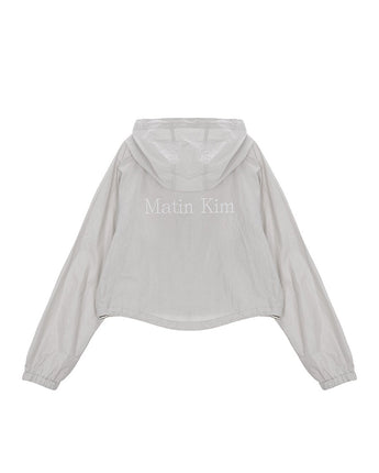 [MATIN KIM] MATIN CROP HOODY COATING JUMPER IN GREY - コクモト KOCUMOTO