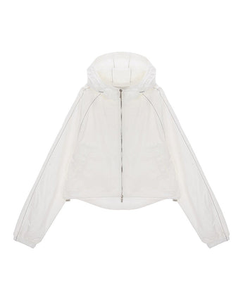 [MATIN KIM] MATIN CROP HOODY COATING JUMPER IN IVORY - コクモト KOCUMOTO