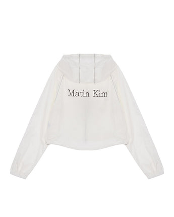 [MATIN KIM] MATIN CROP HOODY COATING JUMPER IN IVORY - コクモト KOCUMOTO